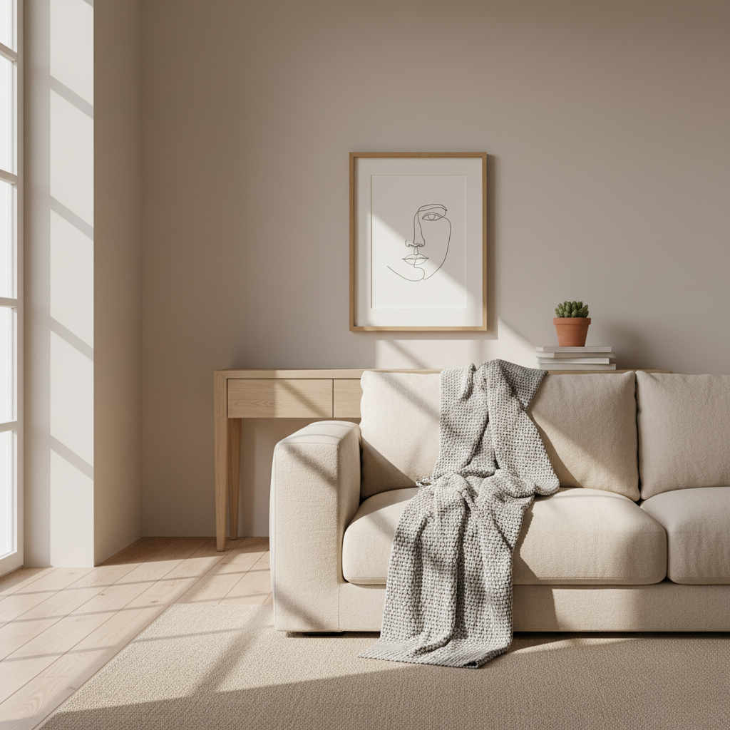 Stampa minimalista con disegno lineare del viso